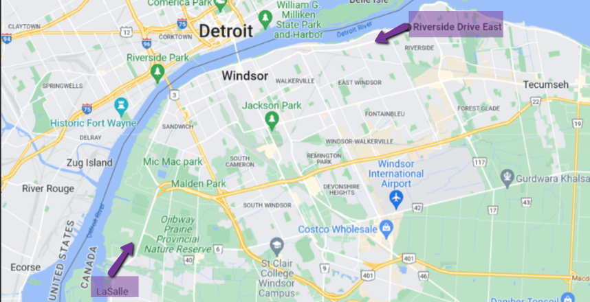 Map of Windsor boardwalk