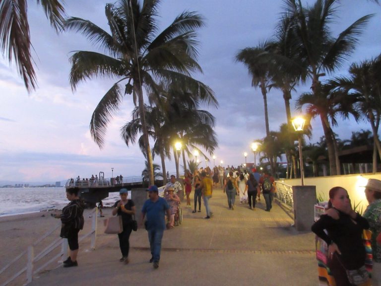 people walking on the boardwalk in Puerto Vallarta, Mexico