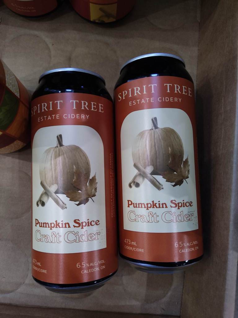 2 cans of Pumpkin Spice Cider at Spirit Tree Estate Cidery