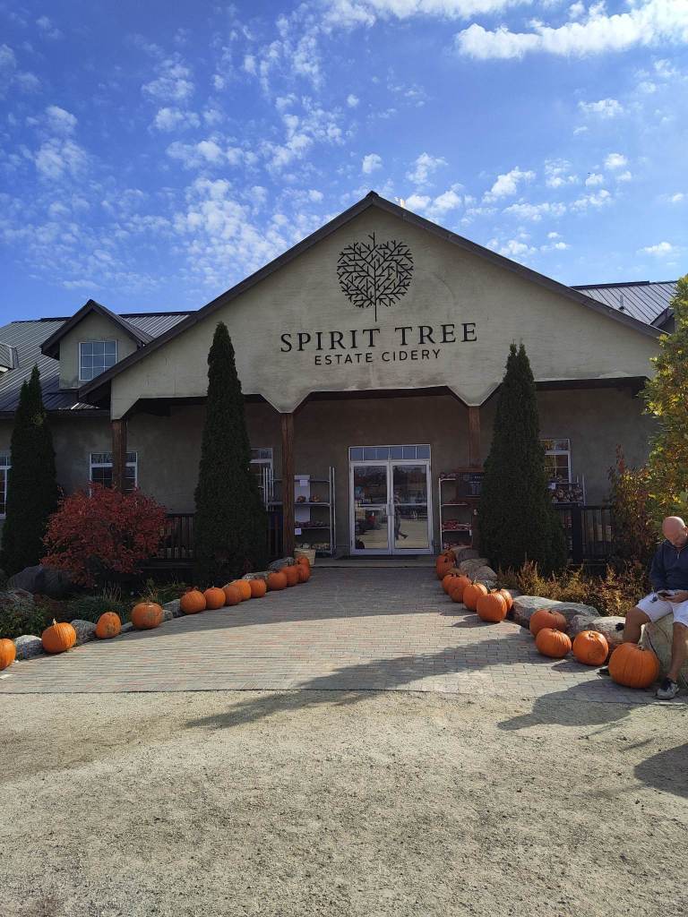 Spirit Tree Estate Winery Building with pumpkins
