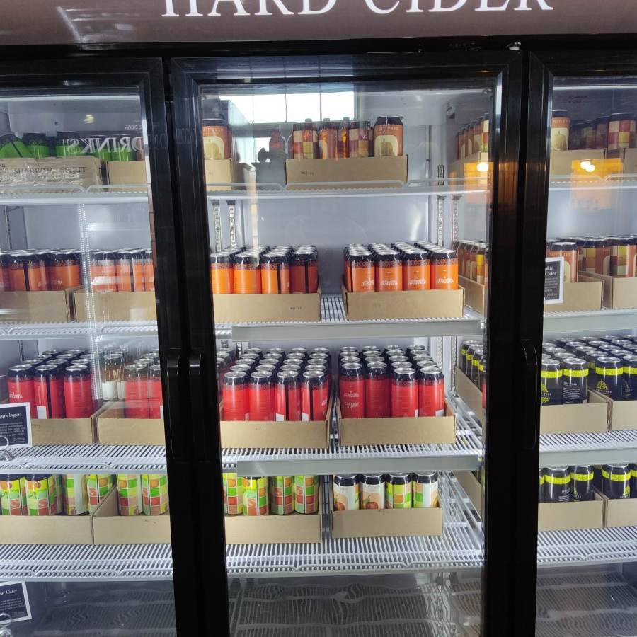 A fridge full of hard ciders.