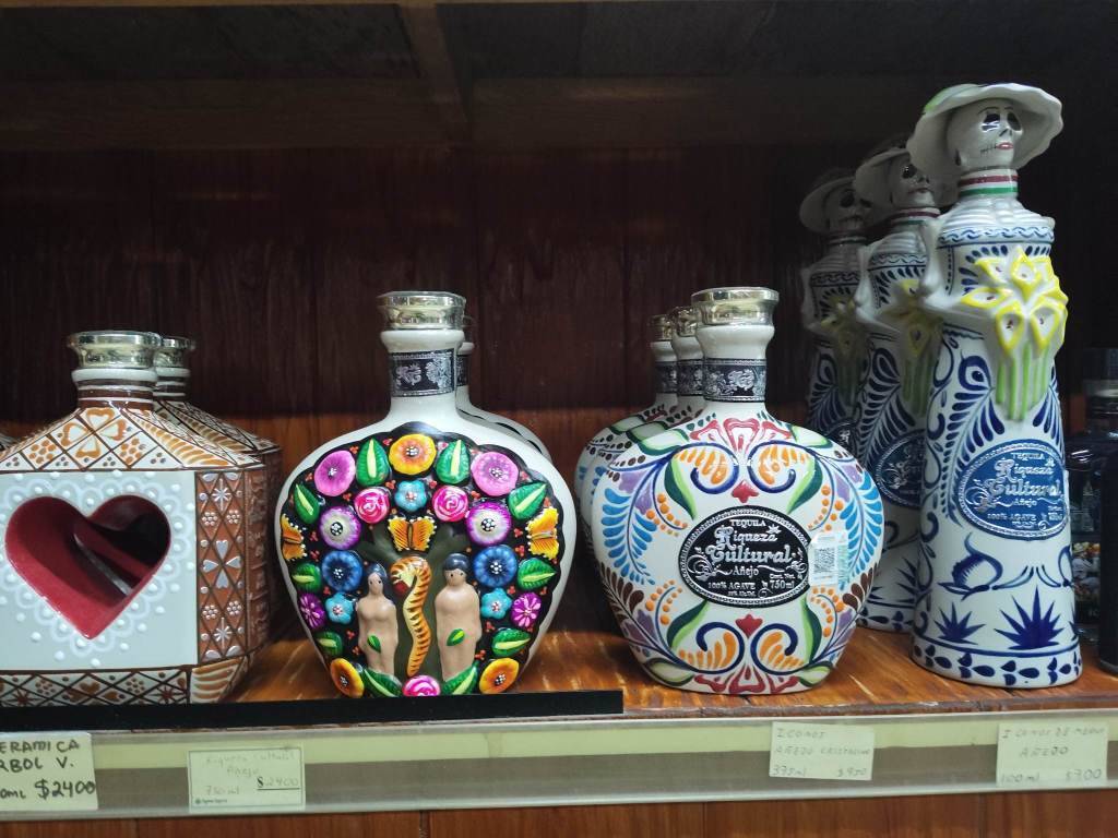 Beautifully decorated Tequila bottles