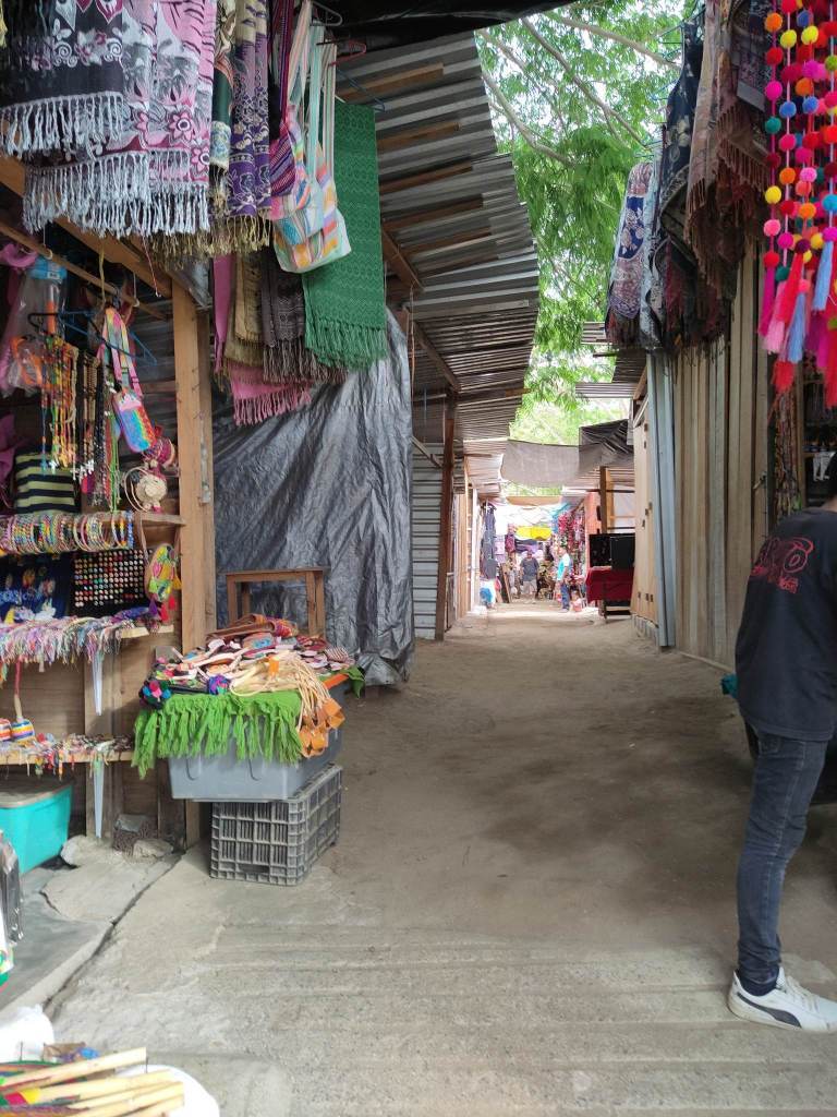 A row of vendors at the Hippie Market in Sayulita, Mexico.