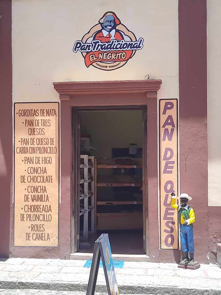 Outside view of El Negrito Bakery in Bernal, Mexico.