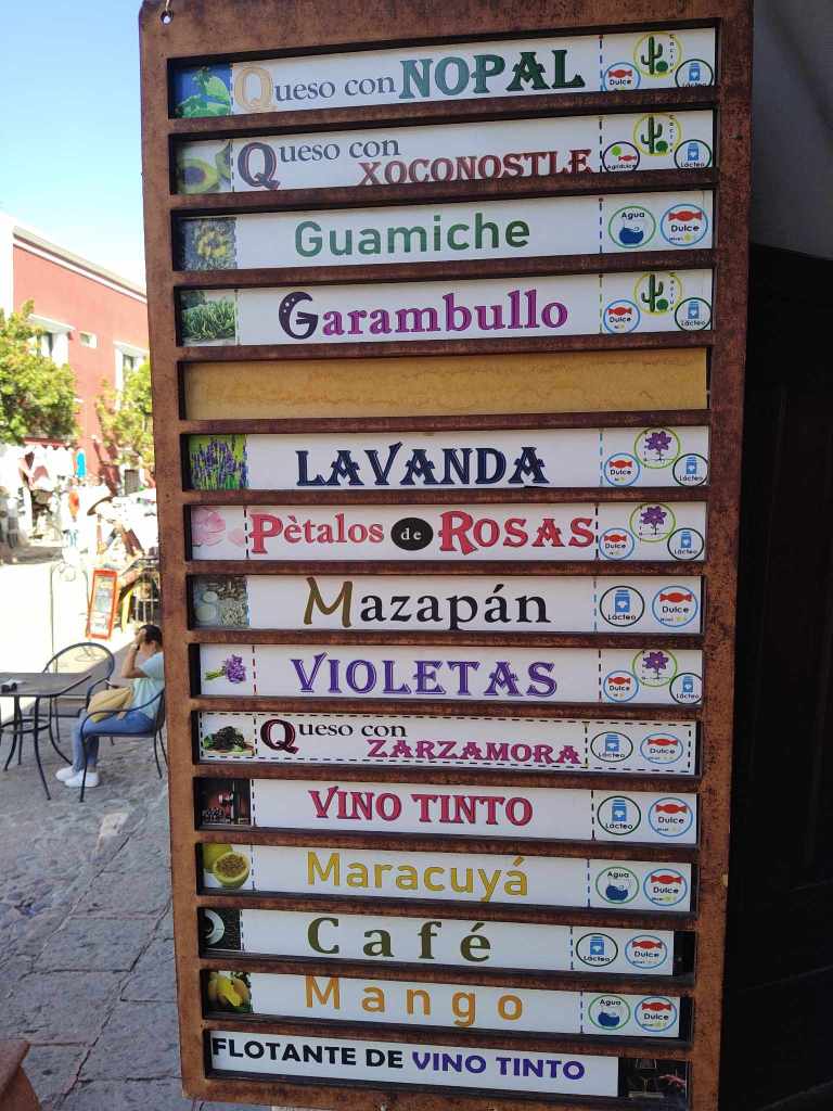 Flavours of ice cream in Bernal, Mexico.