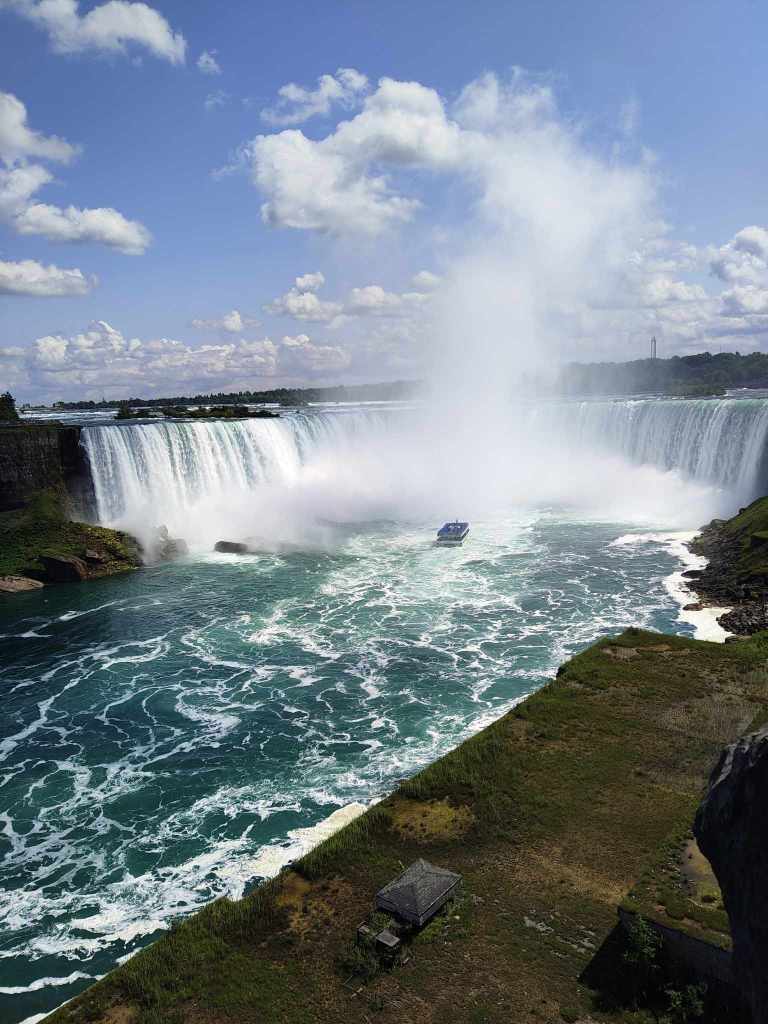 View of the horseshoe Canadian Falls in Niagara Falls.