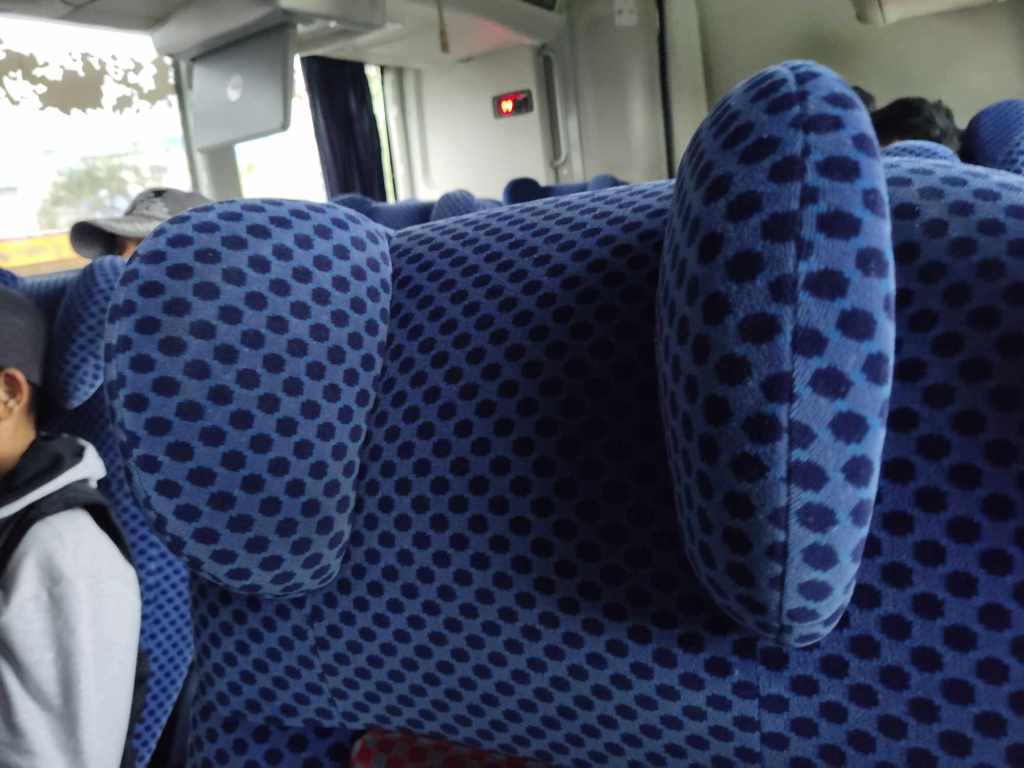 Adjustable head pieces on a bus seat in Mexico