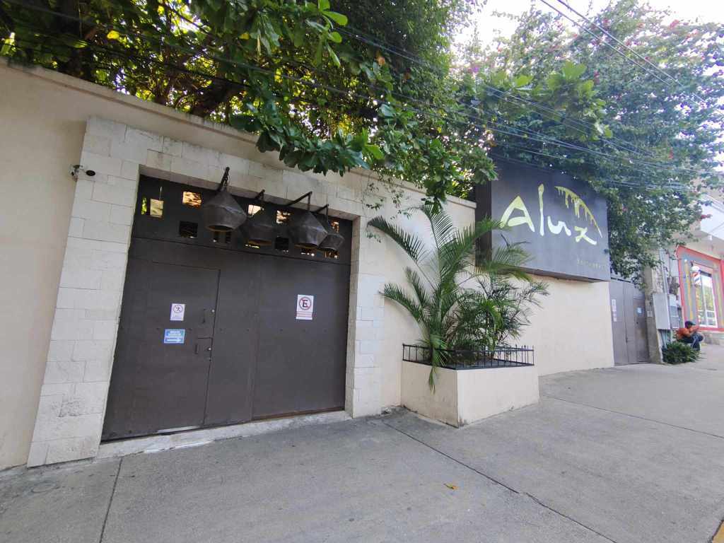Street entrance for Alux Restaurant and Lounge in Playa Del Carmen