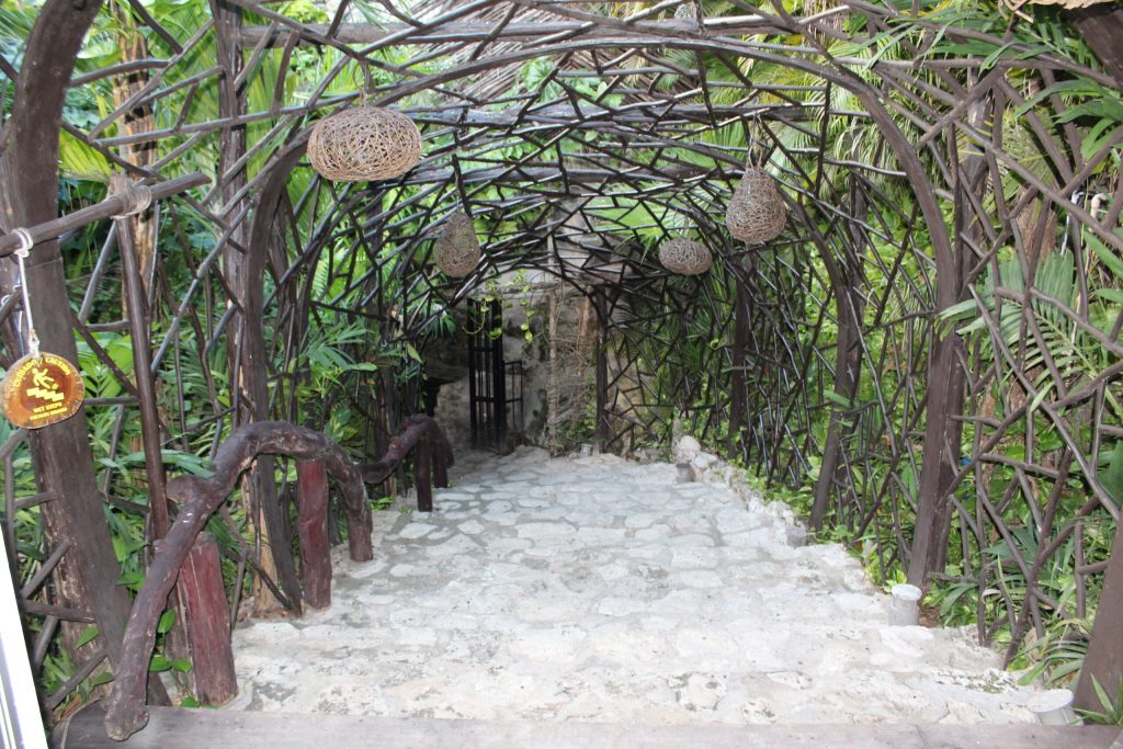 Entrance to the Alux Restaurant and Lounge in a cave