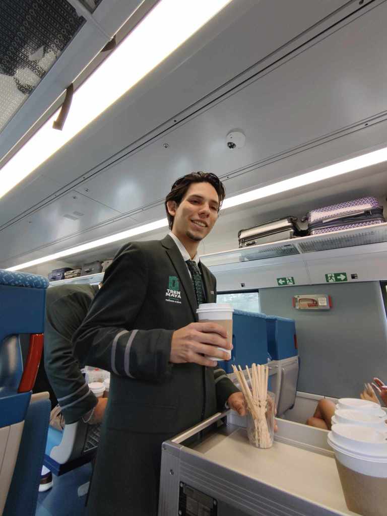 First Class service of coffee and tea on the Mayan Train